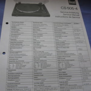 dual turntable part- CS505-4 manual